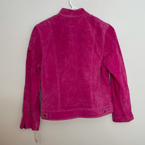 NWT hot pink Moto leather jacket zip up petite small - Picture 3 of 13